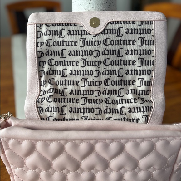 Juicy Couture Powder Pink Quilted Heart Bag Flawless Flap  Shoulder Bag - Picture 5 of 6